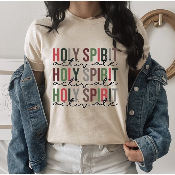 HOLY SPIRT ACTIVATE Handmade Graphic Tee - Picture 2 of 2